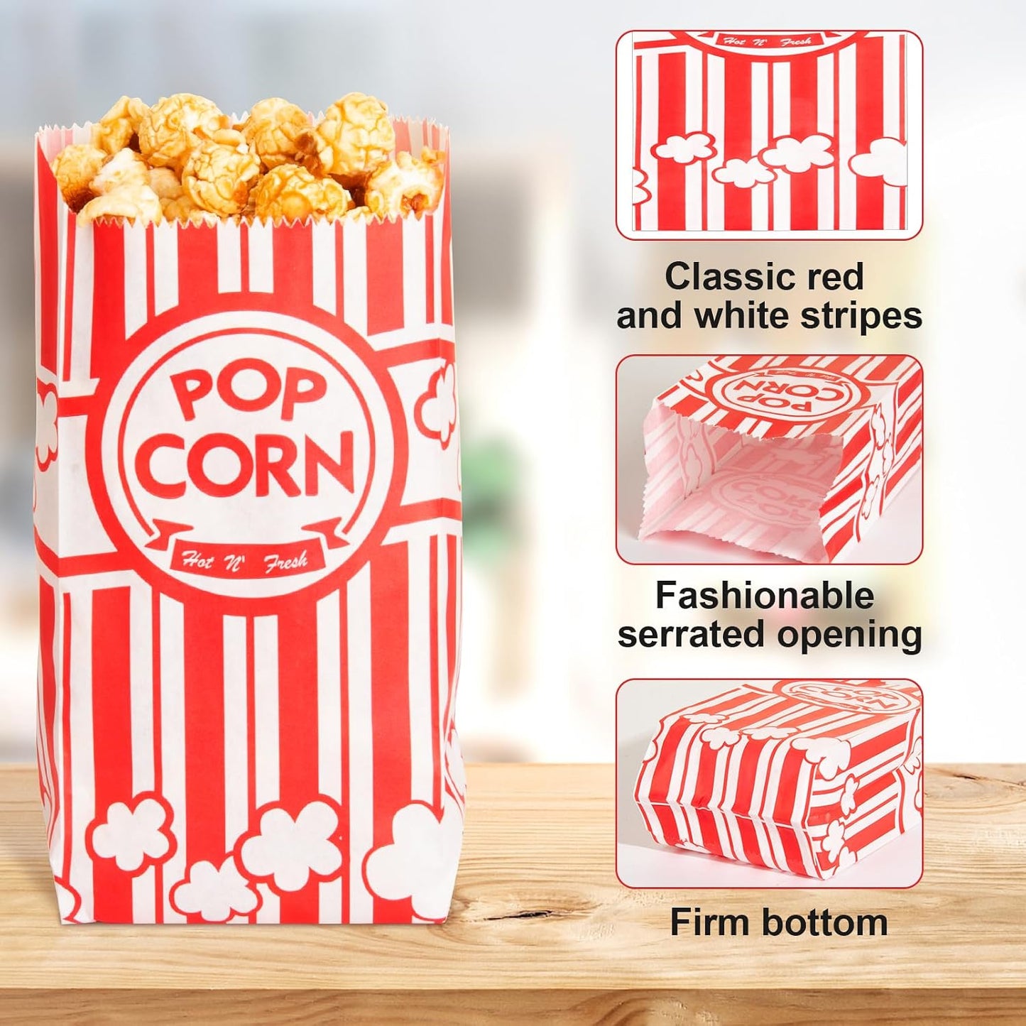 500pcs Paper Popcorn Bags for Party and Movie Nights