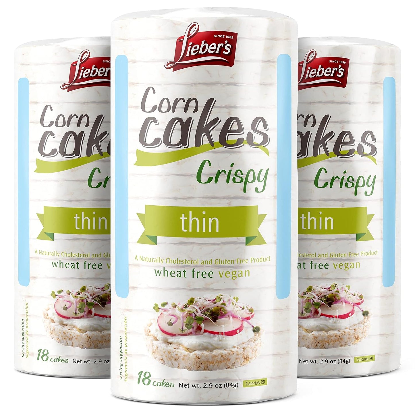 LIEBERS Rice Cakes, Kosher Certified Snack, Pack of 3, Unsalted
