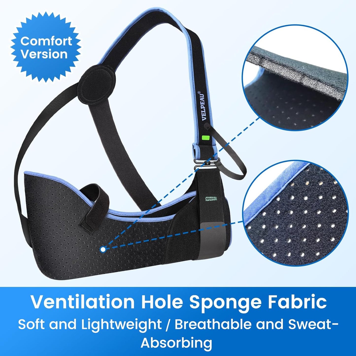 Velpeau Arm Sling Shoulder Immobilizer for Women and Men, Left or Right Arm Support