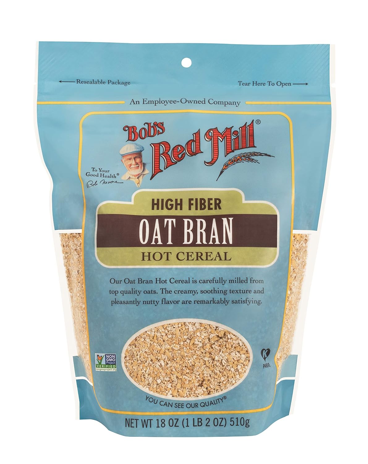 Bob's Red Mill Oat Bran Hot Cereal, 18oz (Pack of 4), Non GMO, Vegan, Kosher