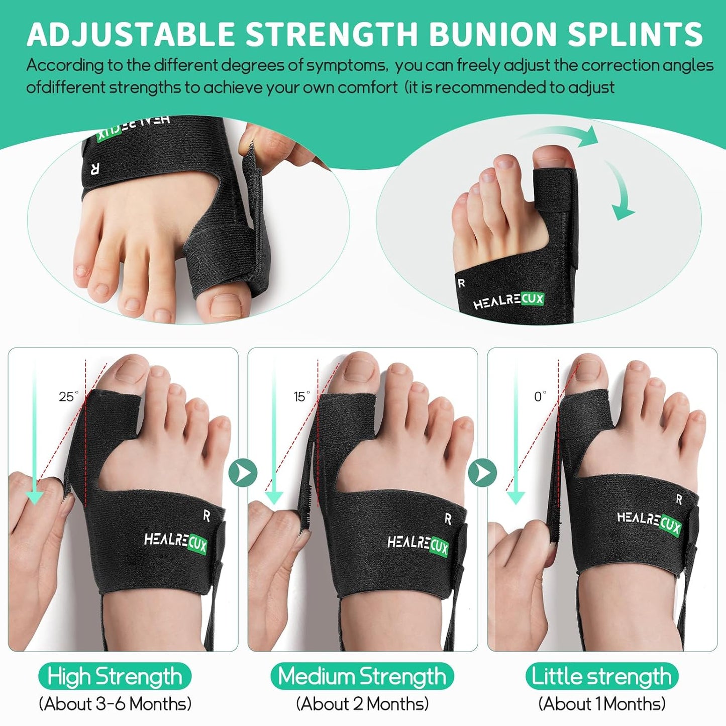 Healrecux Bunion Corrector for Women and Men, 1 Pair, Big Toe Straightener