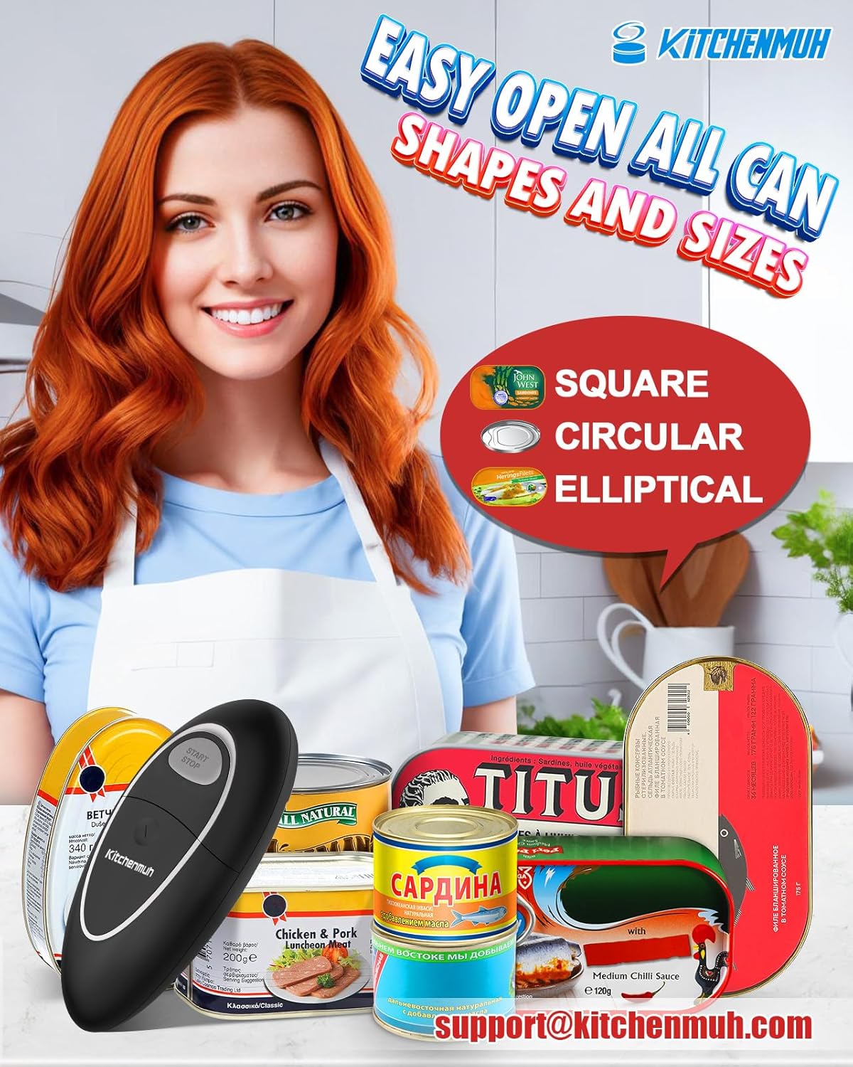 One Touch Electric Can Opener Fits All Can Sizes for Seniors with Arthritis, Battery Operated Can Opener with Smooth Edge, Food Safe Kitchen Gadgets Automatic Can Opener for Kitchen