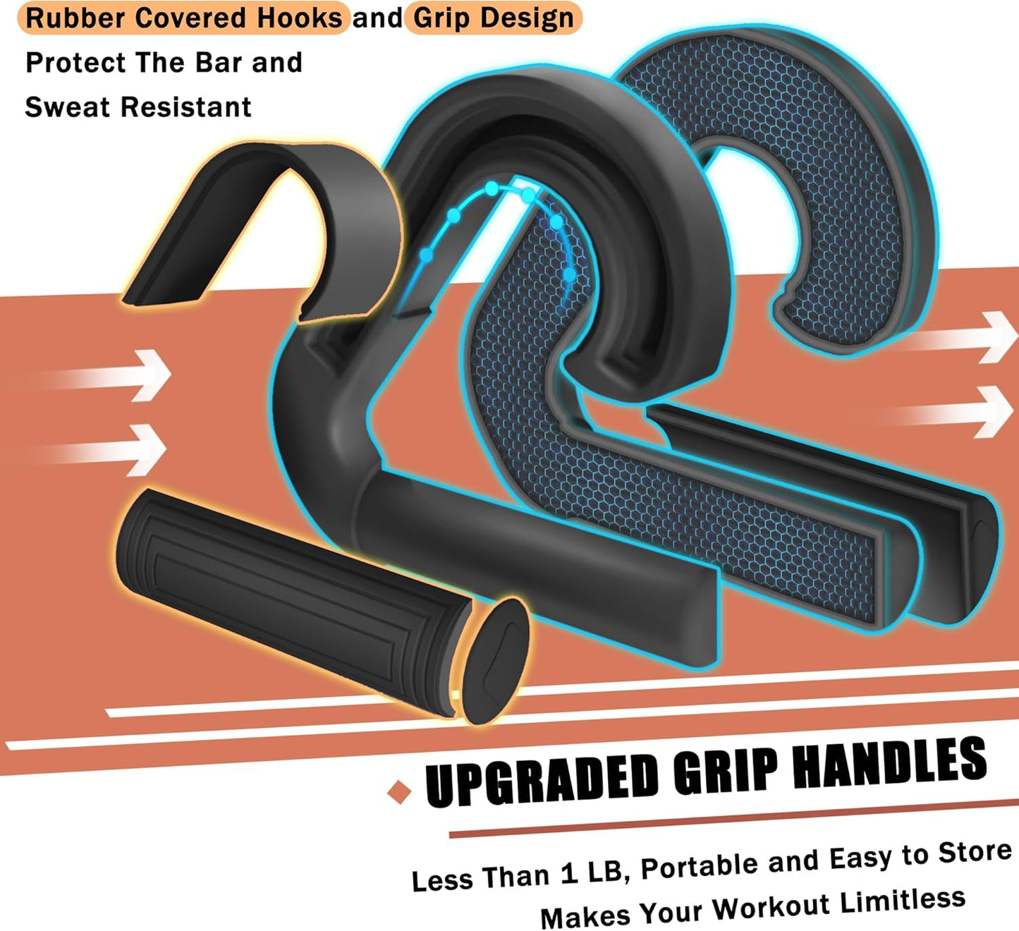 Neutral Grip Handles for Pull Up, Deadlift, Resistance Bands Home Gym Fitness