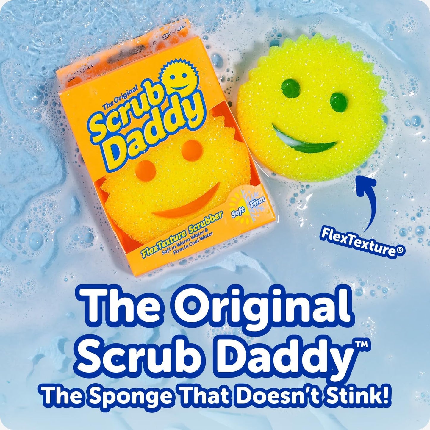 Scrub Daddy Colors Kitchen Sponges - Scratch-Free Dishwashing Sponges & Sponge for Kitchen Sink, Bathroom & Household Cleaning - BPA-Free Polymer Foam (3 Count)