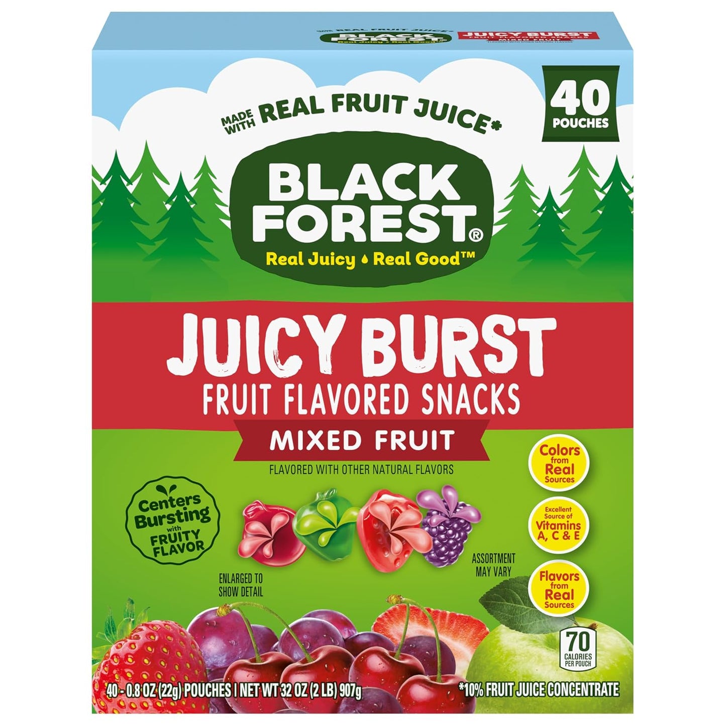 Black Forest Mixed Fruit Flavored Snacks, 0.8 oz, 40 count