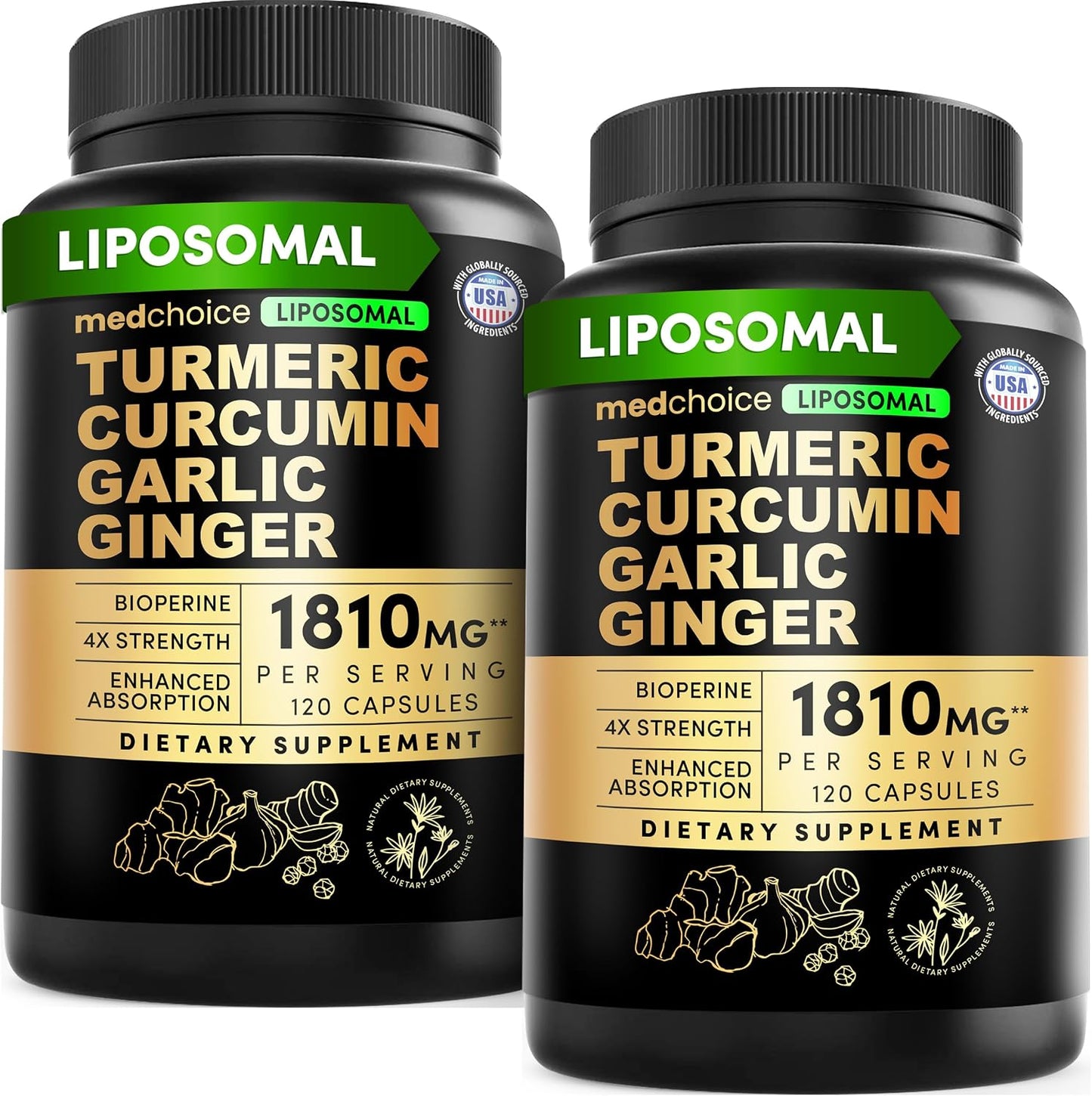 4-in-1 Turmeric Joint Support Supplements with Garlic and BioPerine - 2360 mg High Potency Herbal Blend for Mobility, Everyday Flexibility, Digestive Comfort, and Active Aging Support (120ct)