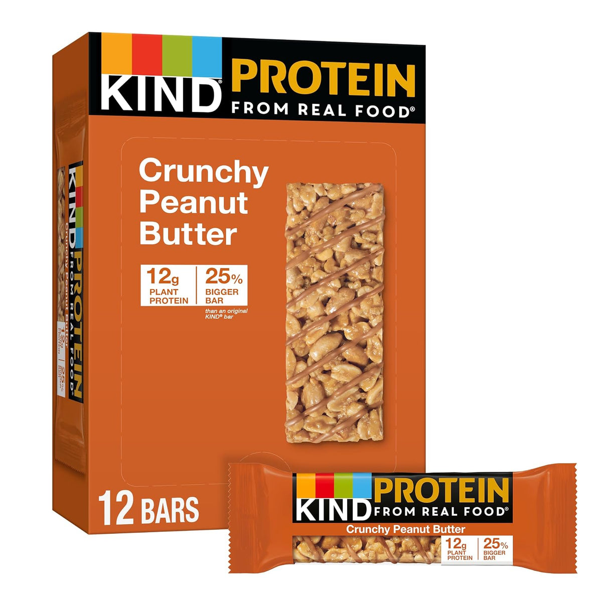 KIND Protein Bars, Crunchy Peanut Butter, Gluten Free, 12g Protein, 12 Count