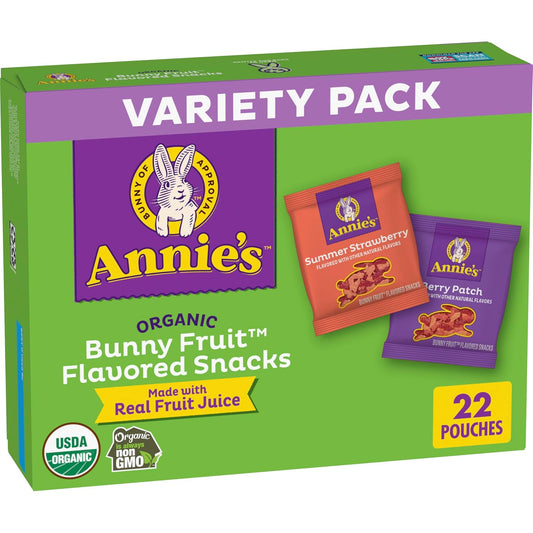Annie's Organic Bunny Fruit Snacks Variety Pack Gluten Free Snack 22 ct 15.4 oz
