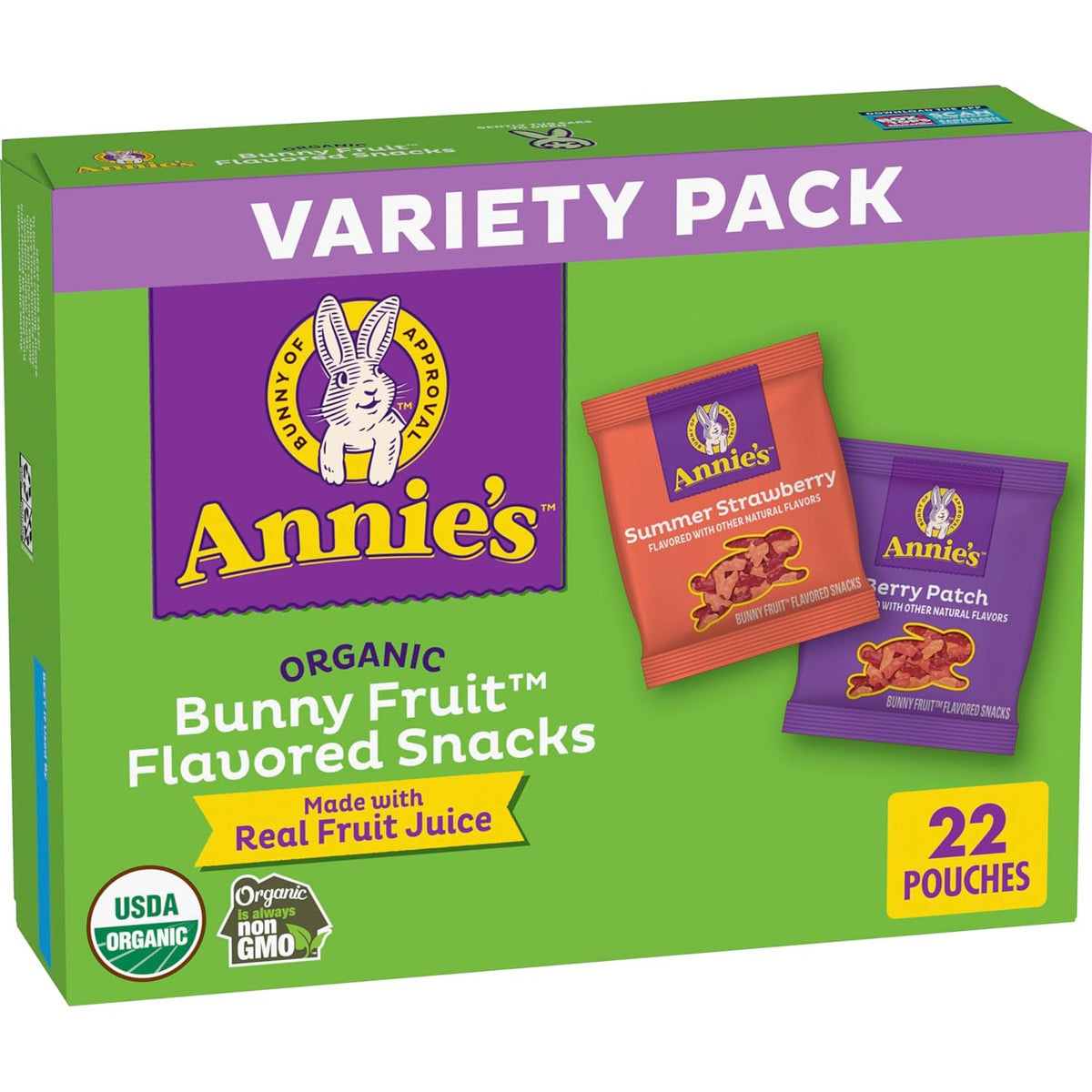 Annie's Organic Bunny Fruit Snacks Variety Pack 15.4 oz 22 ct Gluten Free Snack