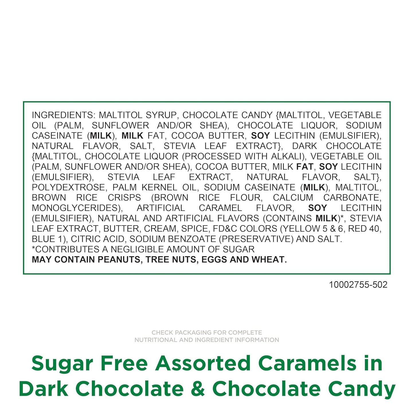 russell stover sugar free assorted caramels in chocolate, 15.3 oz. bag, made with stevia extract, no added sugar