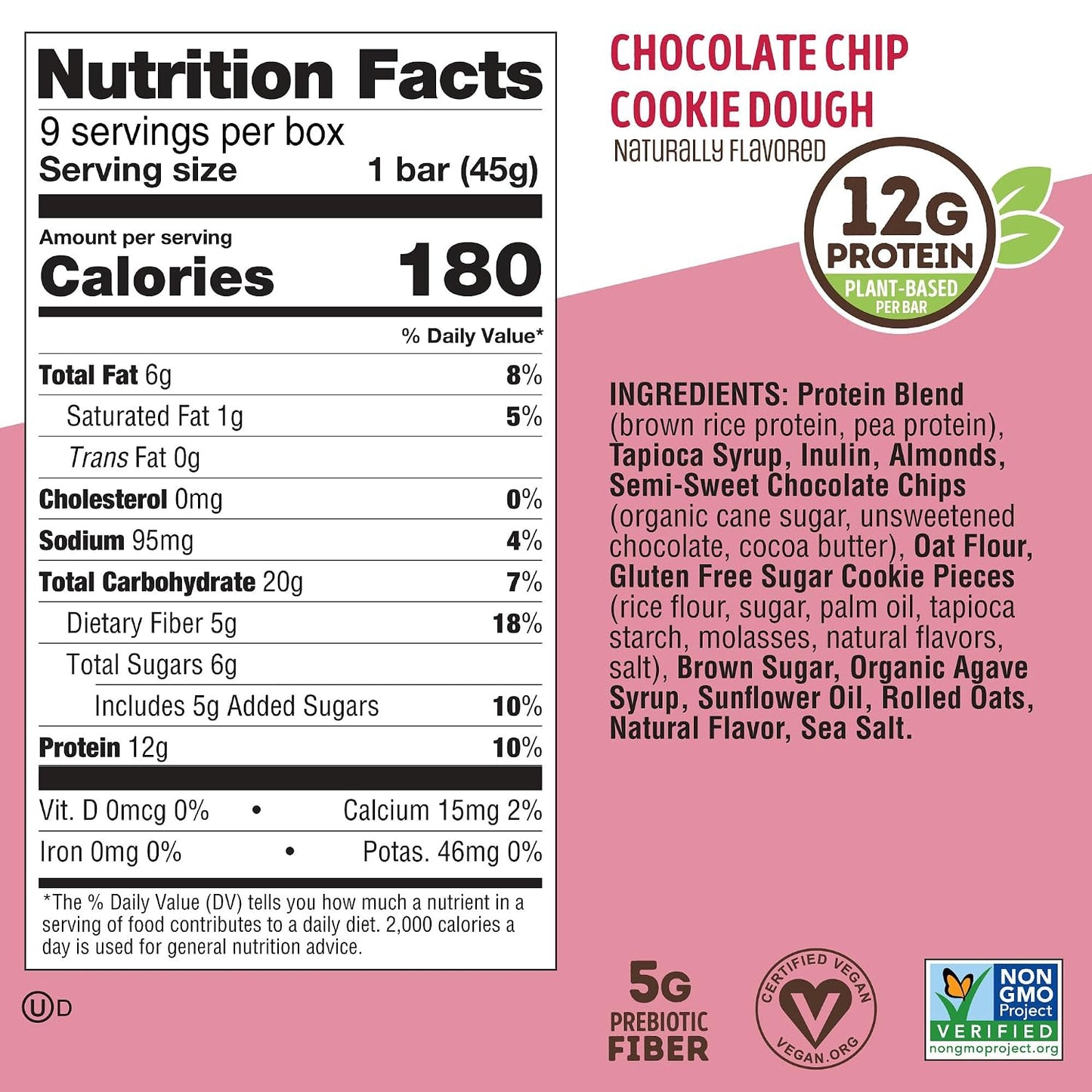 Lenny & Larry's Cookie-fied Bar - Chocolate Chip Cookie Dough Vegan Protein Bars