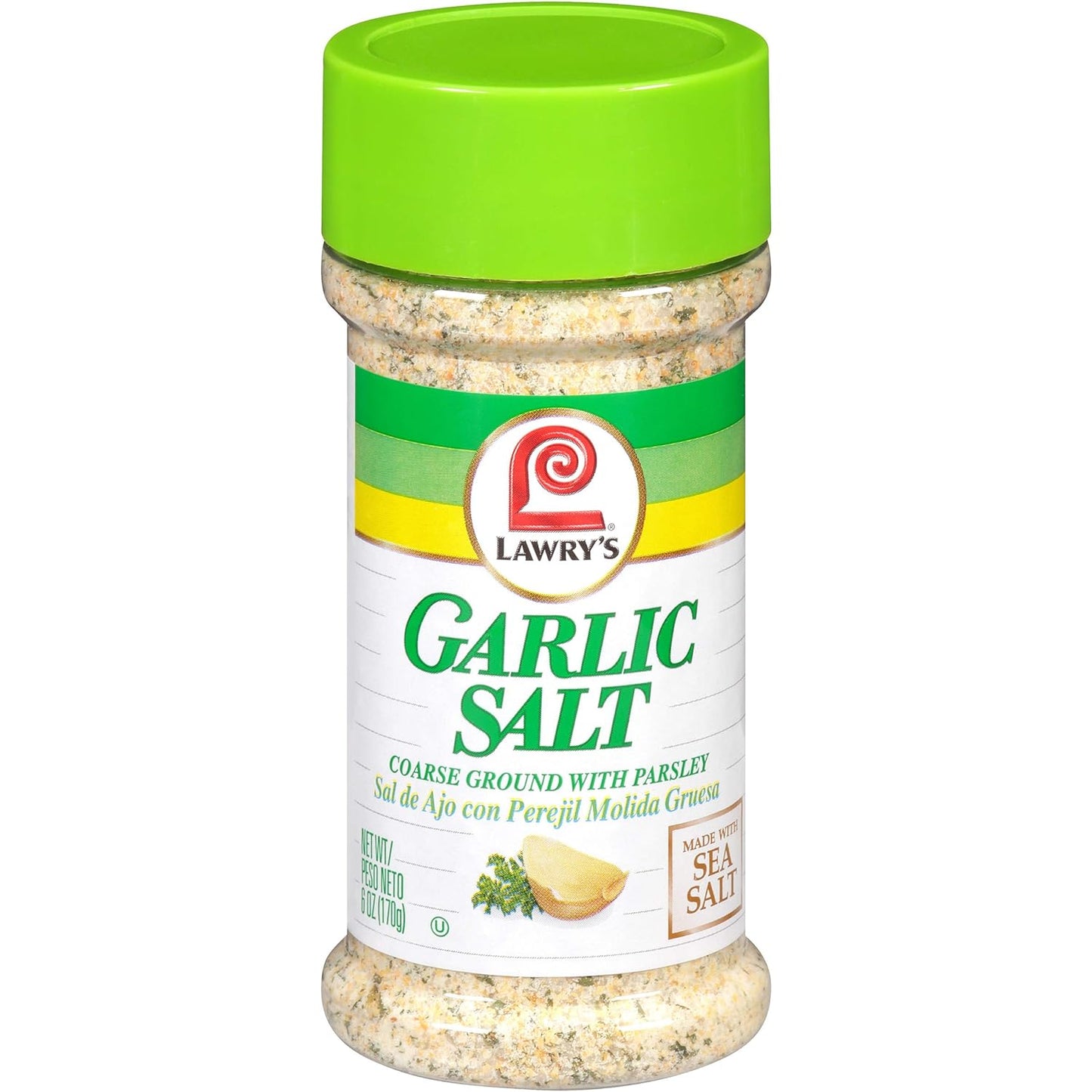 Lawry's Coarse Ground Parsley Garlic Salt with No MSG, 6 oz, Enhances Chicken, Steaks and Vegetables