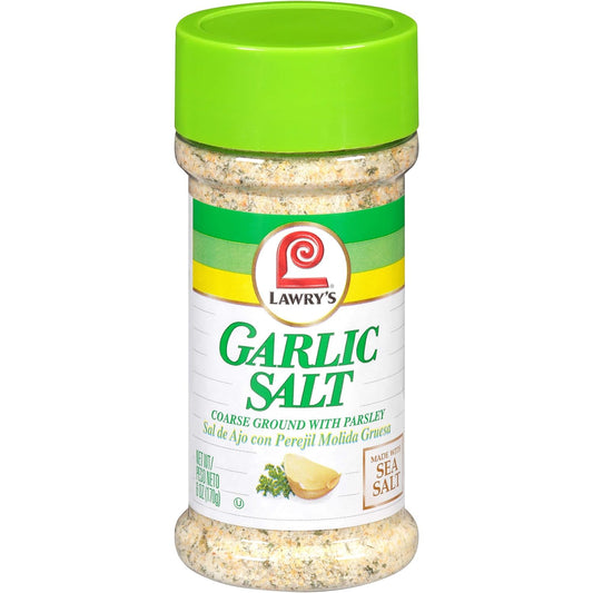 Lawry's Coarse Ground Parsley Garlic Salt with No MSG, 6 oz, Enhances Chicken, Steaks and Vegetables