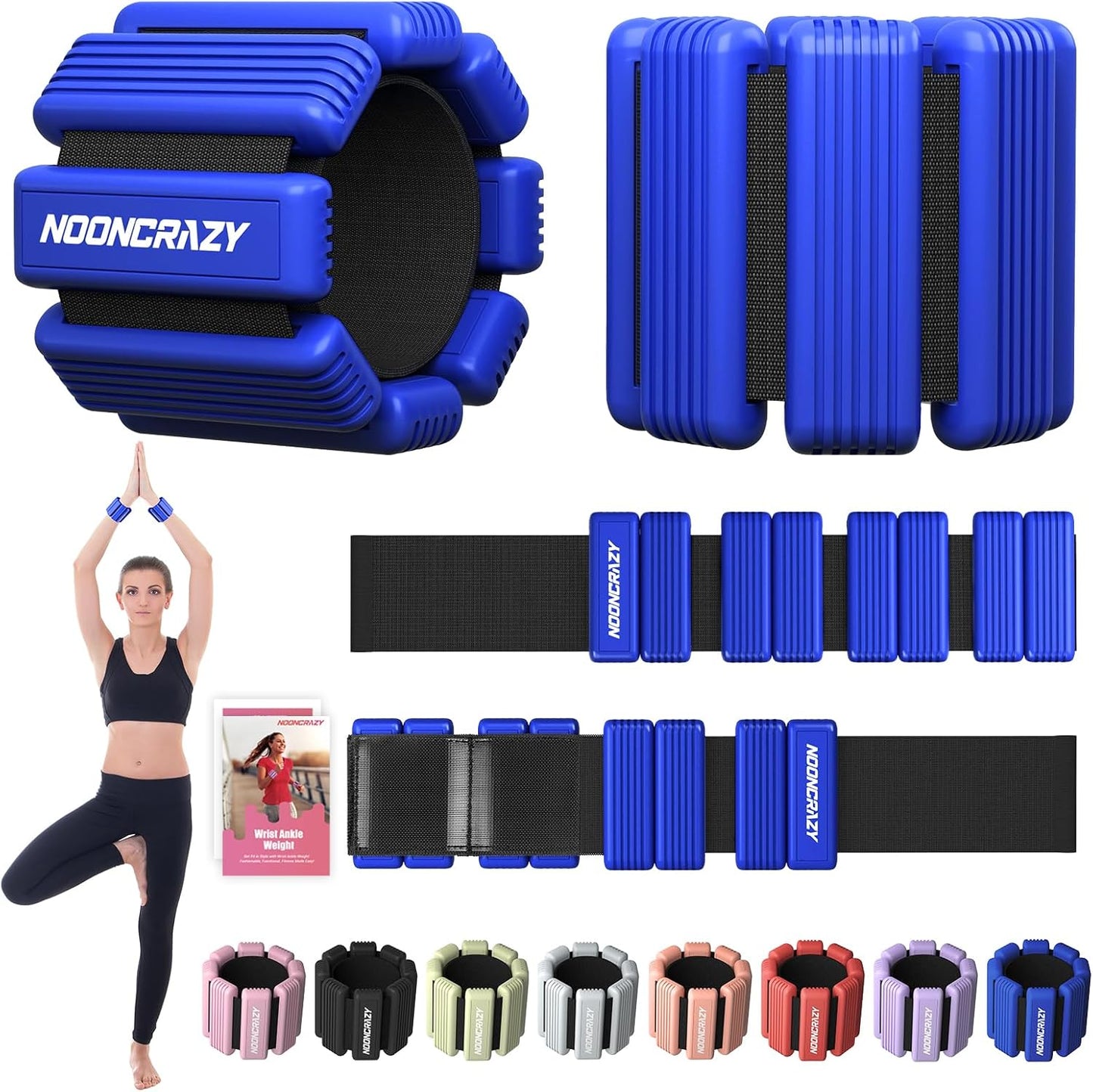 Adjustable Wrist & Ankle Weights Set for Women - Silicone Waterproof 1 lb/2.2 lbs Pair