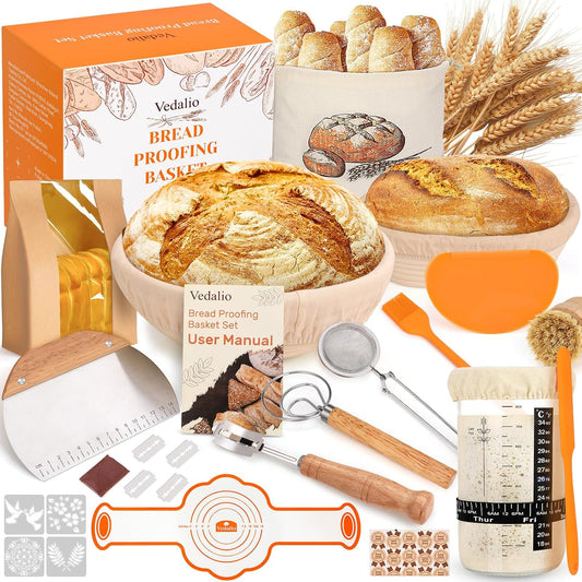 Sourdough Bread Baking Supplies, Sourdough Starter Kit, Bread Proofing Basket, Bread Making Tools Kit, Sour Dough Kit Tools, Sourdough Proofing Basket, Sourdough Kit Gifts for Bakers Women Wife Mom