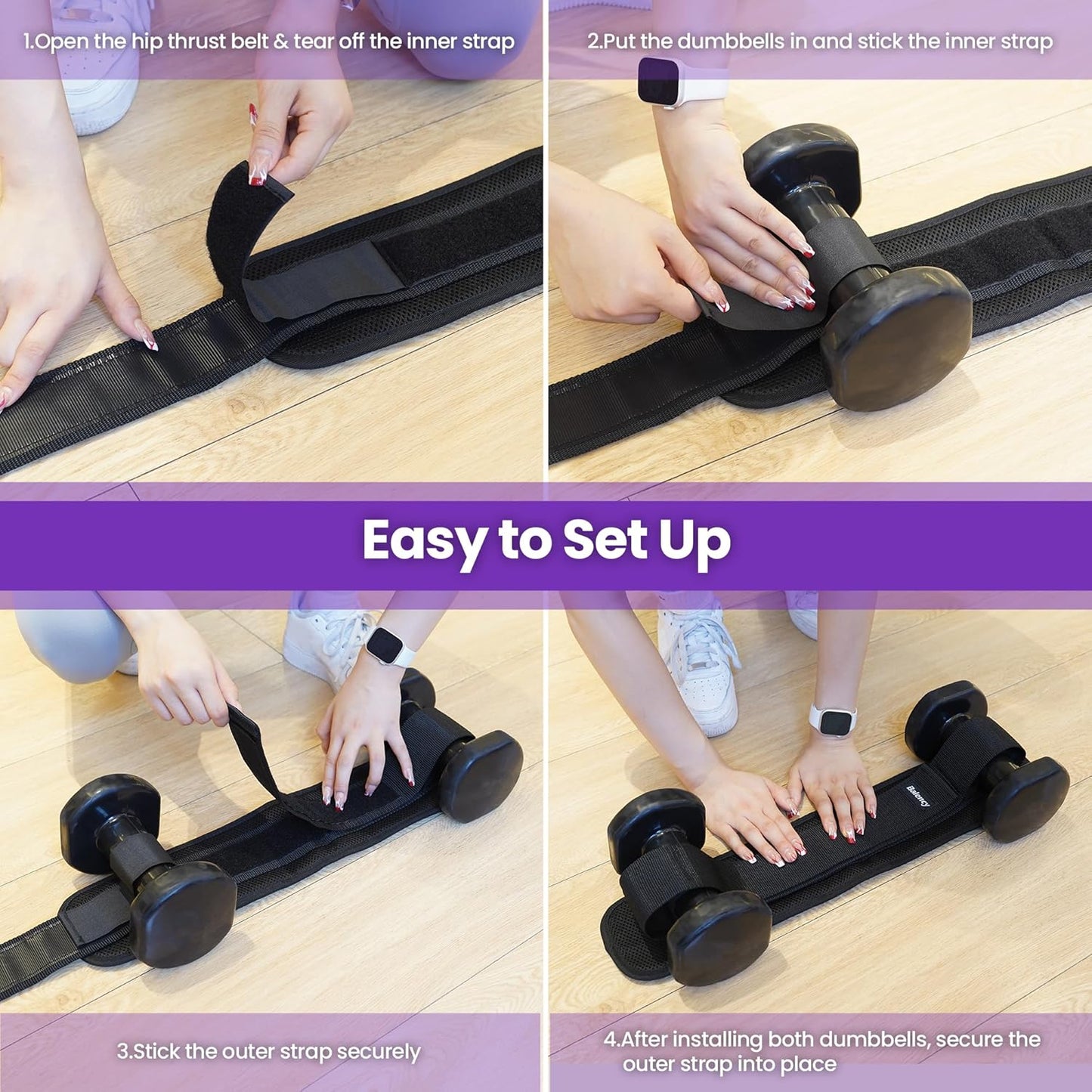 Balency Hip Thrust Belt, Dumbbell and Kettlebell Compatible, Slip-Resistant Padding for Gym or Home Workouts