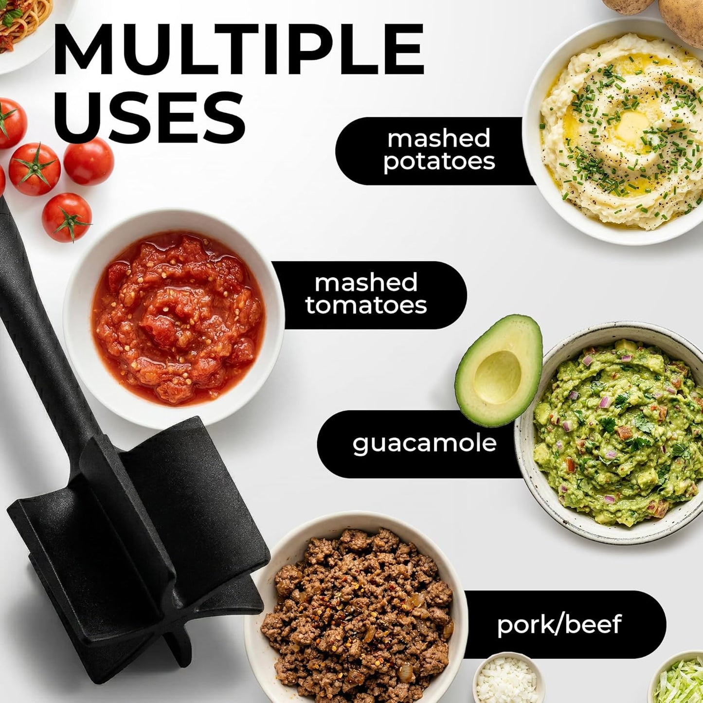Zulay Kitchen Ground Meat Chopper Tool – 5-Blade Nylon Meat Chopper for Ground Beef, Non-Toxic Food Safe Meat Masher & Breaker, Heat Resistant to 180°C, Dishwasher Safe – Black