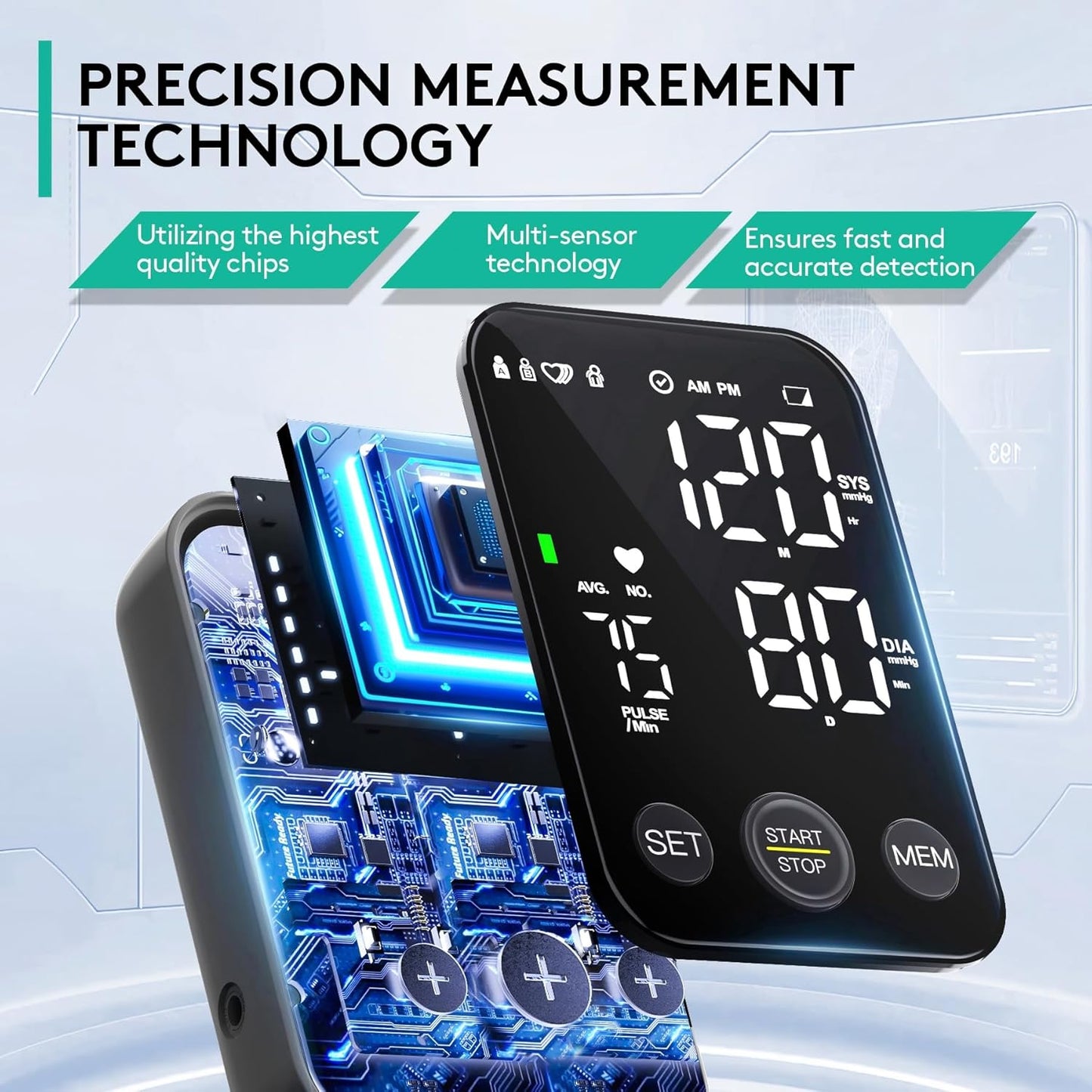 Oklar Upper Arm Blood Pressure Monitor with Large Display and Adjustable Cuff