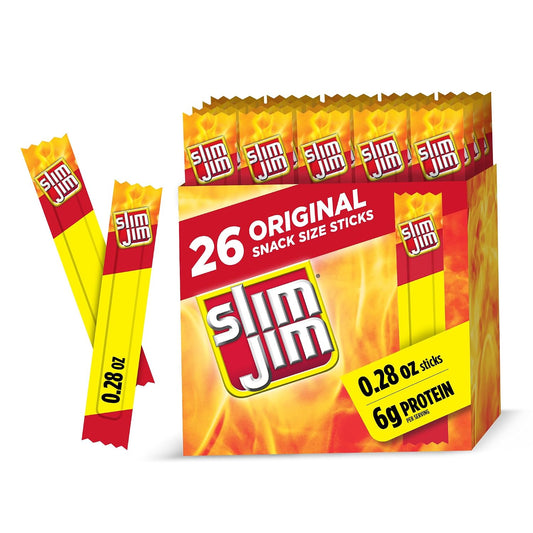 Slim Jim Original Flavor Snack Sticks, 26 Count, 0.28 oz Each