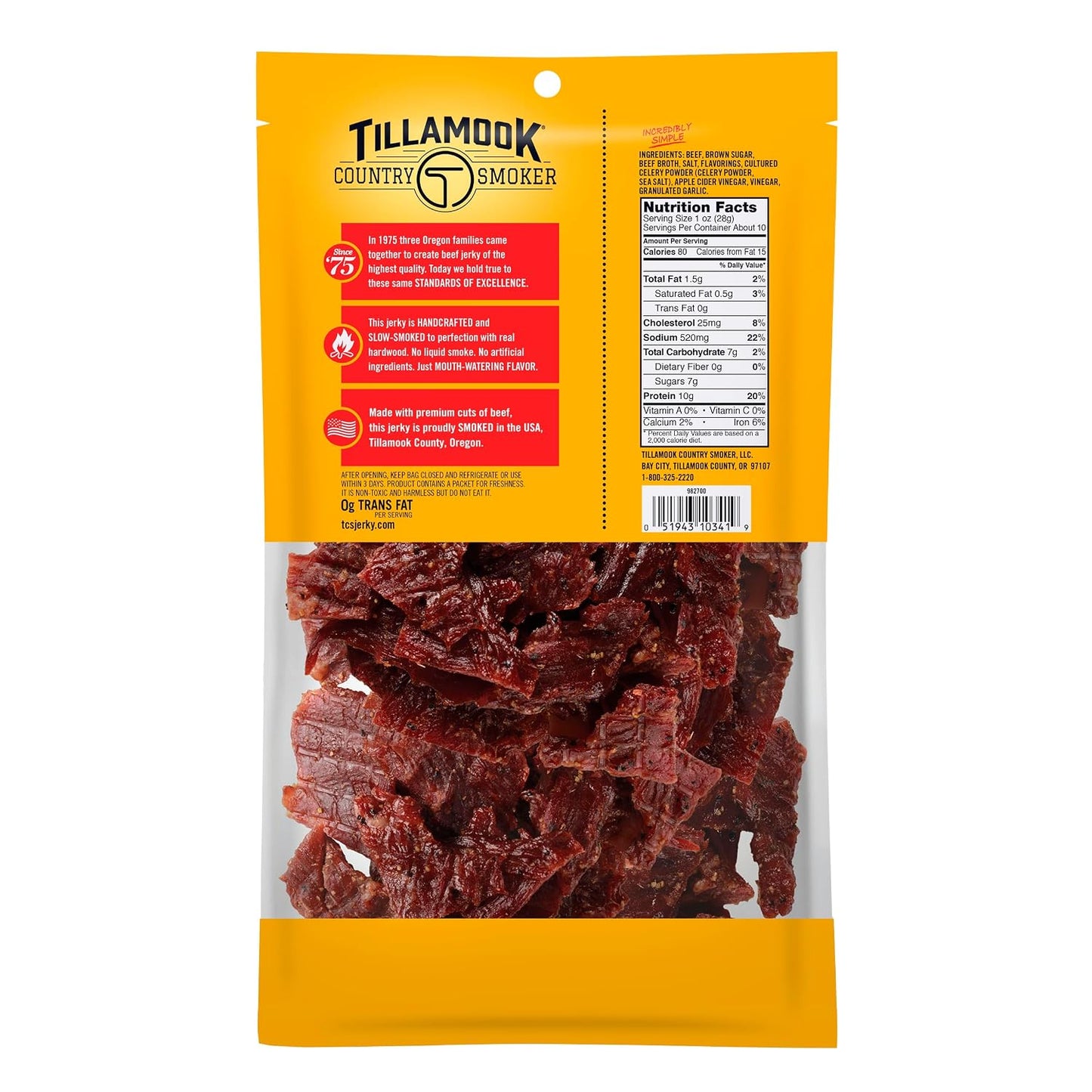 Tillamook Country Smoker Real Hardwood Smoked Beef Jerky Product Details