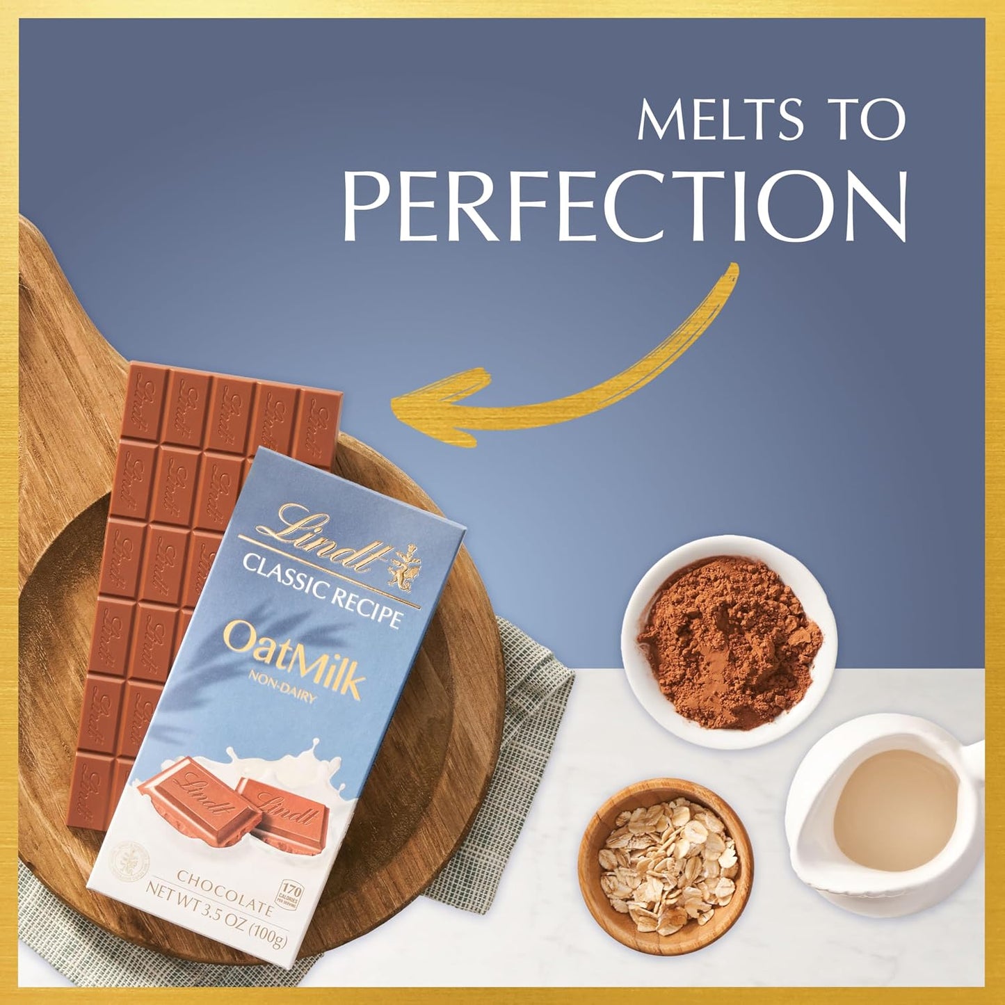 Lindt CLASSIC RECIPE OAT MILK Plain Chocolate Bar, 3.5 oz.