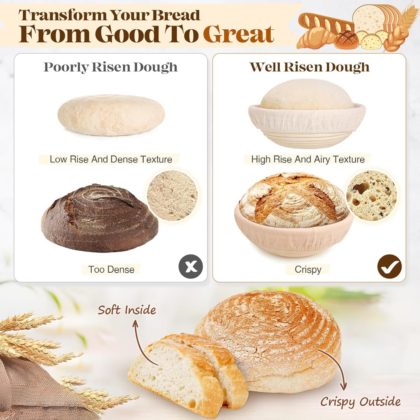 Sourdough Bread Baking Supplies, Sourdough Starter Kit, Bread Proofing Basket, Bread Making Tools Kit, Sour Dough Kit Tools, Sourdough Proofing Basket, Sourdough Kit Gifts for Bakers Women Wife Mom