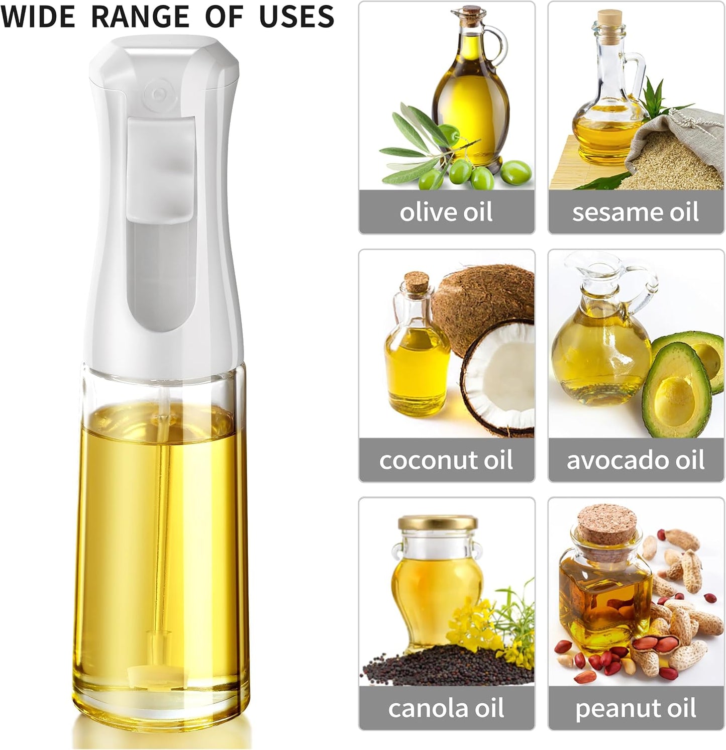 Oil Sprayer for Cooking- 200ml Glass Olive Oil Sprayer Mister, Olive Oil Spray Bottle, Kitchen Gadgets Accessories for Air Fryer, Canola Oil Spritzer, Widely Used for Salad Making, Baking, Frying,BBQ4