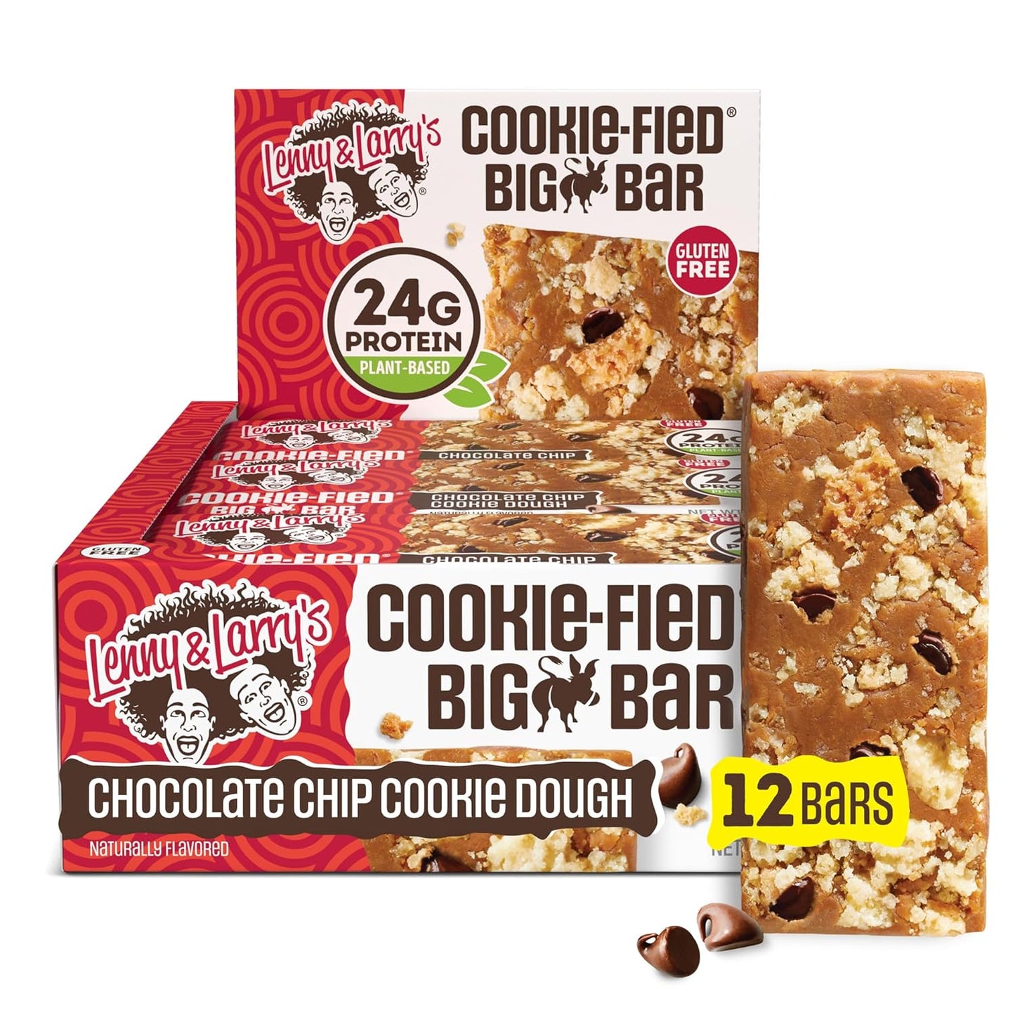 Lenny & Larry's Cookie-fied BIG BAR - Chocolate Chip Cookie Dough Vegan Protein Bars