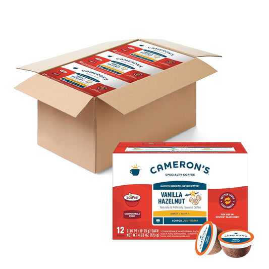 Cameron's Coffee Single Serve Pods, Vanilla Hazelnut, 12 Count, 6 Pack