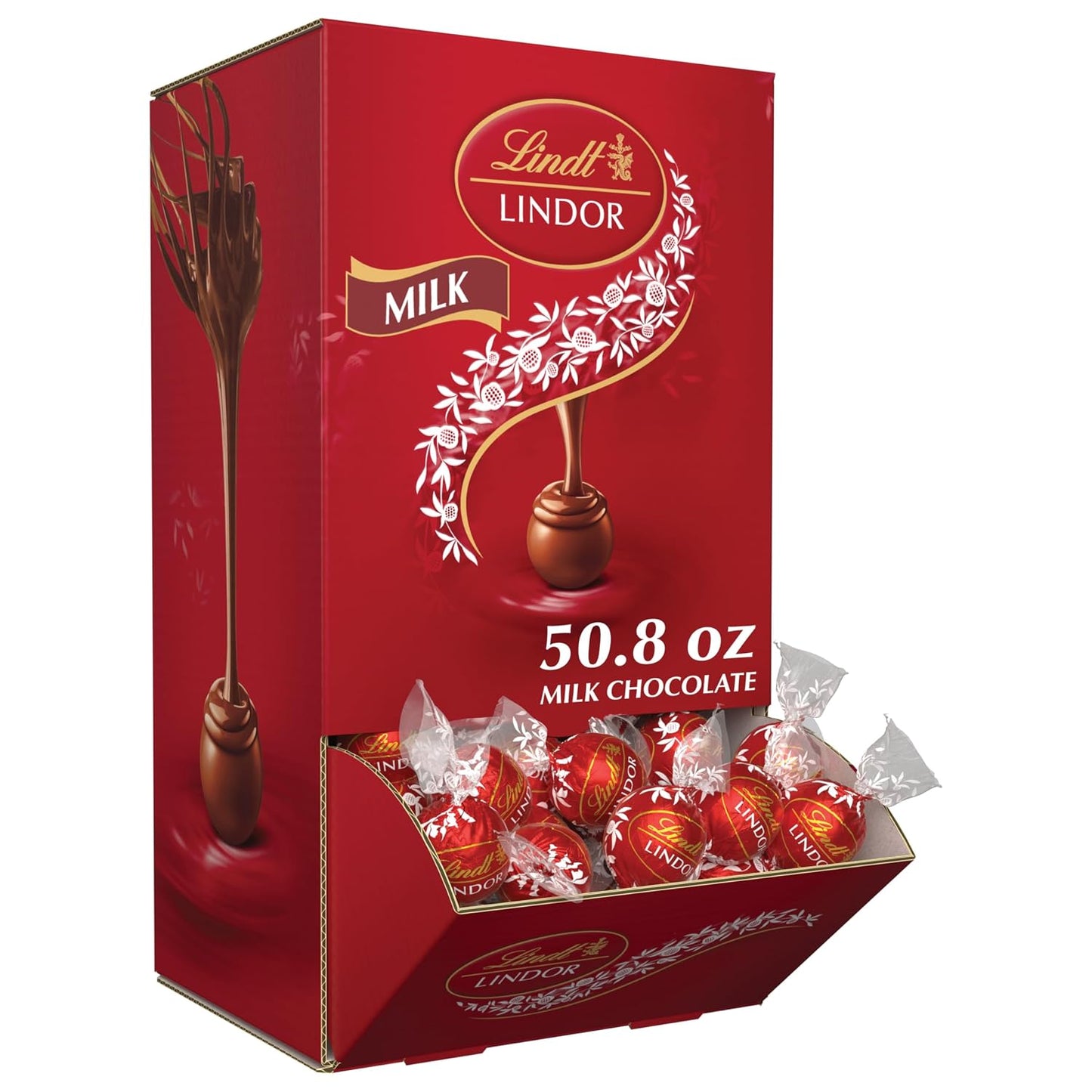 Lindt LINDOR Milk Chocolate Candy Truffles, Milk Chocolate with Smooth, Melting Truffle Center, 25.4 oz., 60 Count