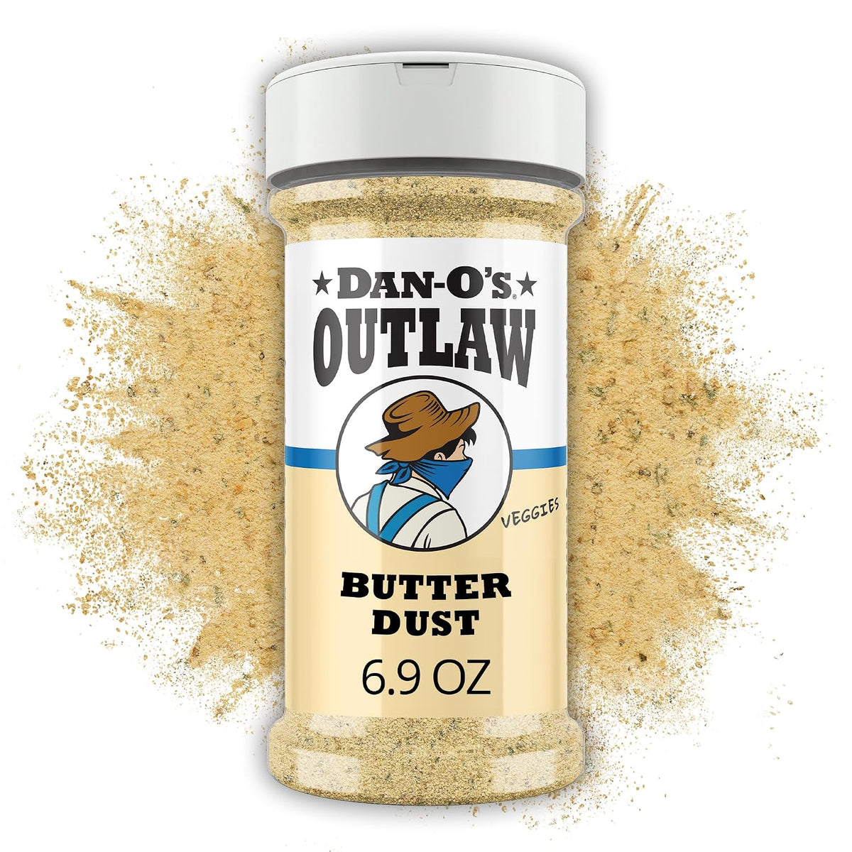 Dan-O's Outlaw Butter Dust Seasoning 6.9 oz - Sugar Free Zero Calorie Dry Spice Blend for Chicken Vegetables Popcorn