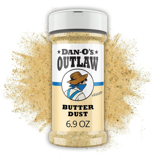 Dan-O's Outlaw Butter Dust Seasoning 6.9 oz - Sugar Free Zero Calorie Dry Spice Blend for Chicken Vegetables Popcorn