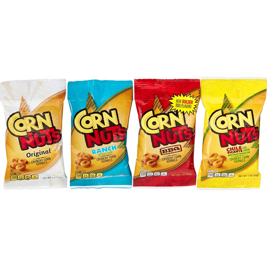 Corn Nuts Variety Pack, 12 Individual Packs, 1oz Each, Original, Ranch, BBQ, and More