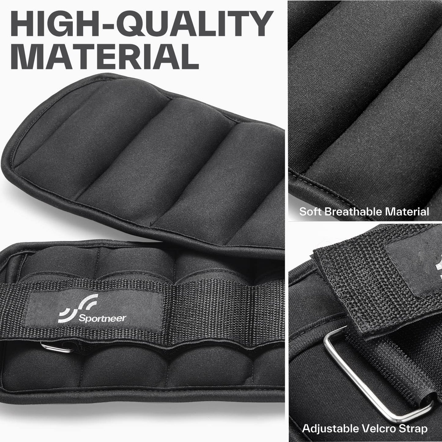 Sportneer Adjustable Ankle Weights 7 lbs - Strength Training for Yoga, Walking, Running