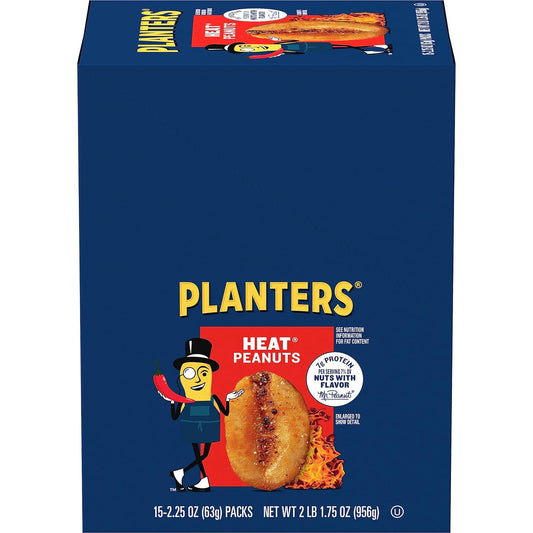 Planters Heat Peanuts, Spicy Snacks, 15-Pack, 2.25 oz Nuts