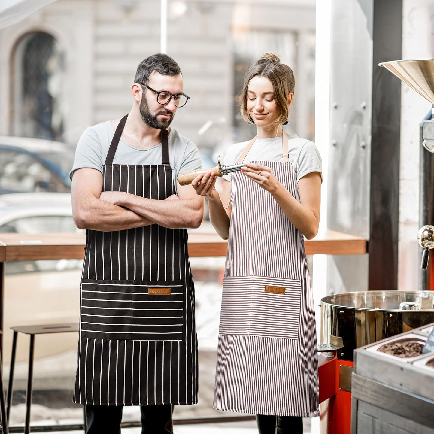 BeLuyi 2 Pack Adjustable Bib Apron with 2 Pockets Chef Cooking Kitchen Restaurant Aprons for Women Men