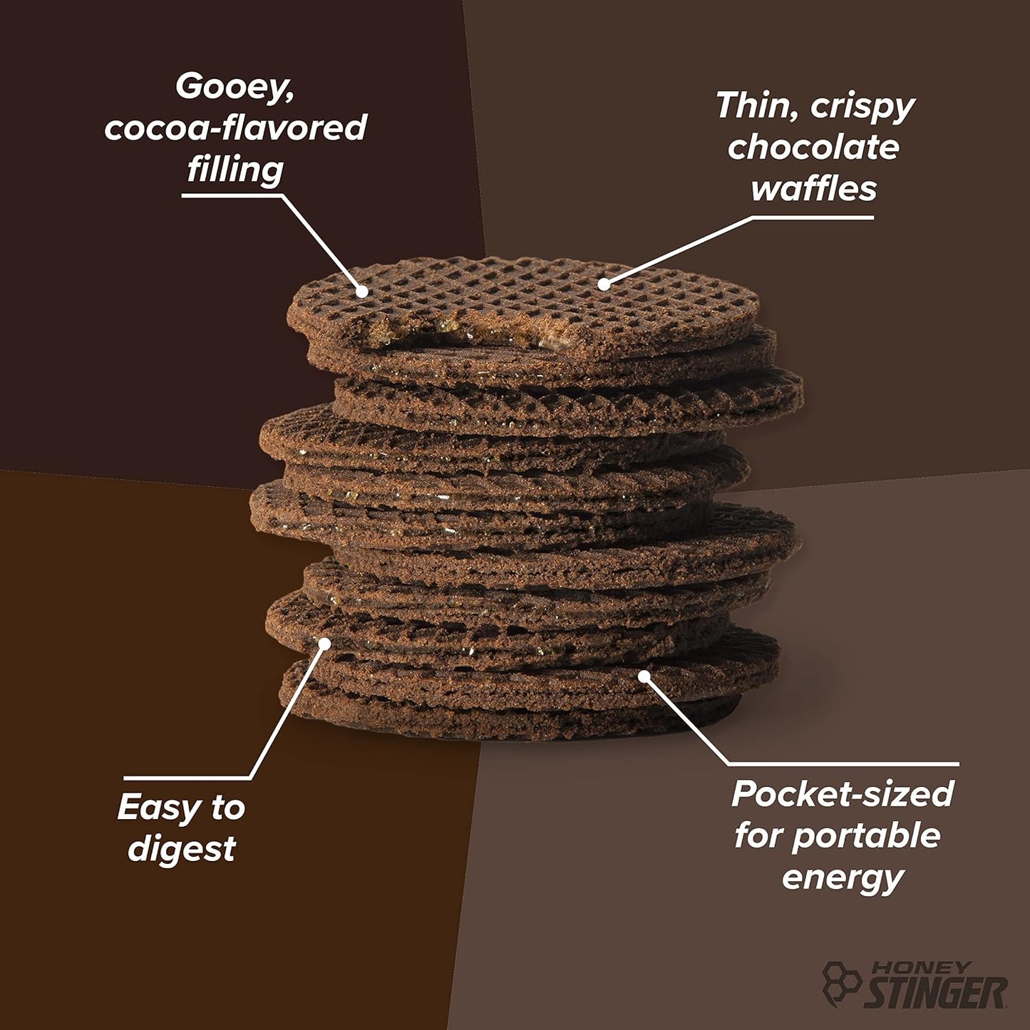 Honey Stinger Organic Chocolate Waffle, Energy Stroopwafel for Exercise, Endurance and Performance, Sports Nutrition for Home & Gym, Pre and Post Workout, 16.96 Ounces (Pack of 16)