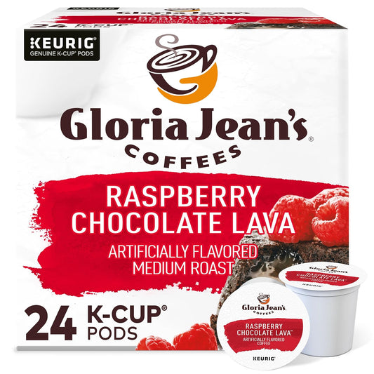 Gloria Jean's Coffees Raspberry Chocolate Lava Single-Serve Keurig K-Cup Pods Flavored Medium Roast Coffee 24 Count