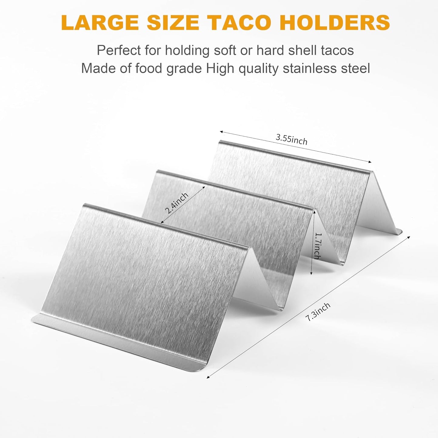 Taco Holders Set of 6, Taco Stand, Stainless Steel Taco Holder, with Easy-Access Handle, Each Can Hold 2 To 3 Tortillas, Oven Safe for Baking, Dishwasher Safety
