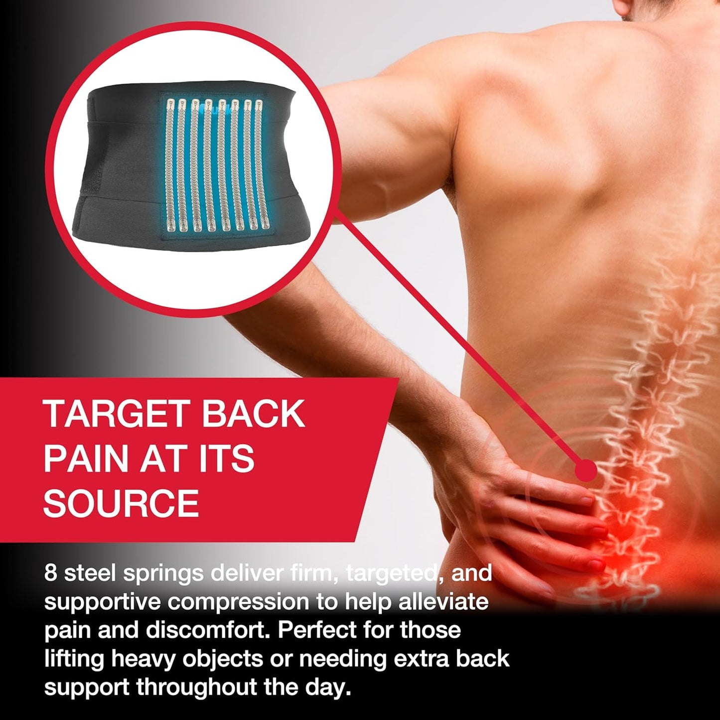 MUELLER Sports Medicine Adjustable Back Brace for Upper and Lower Back Pain Relief