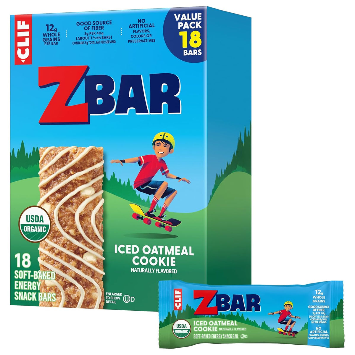 Soft-baked oatmeal cookie energy snack bars for kids, 18-pack, USDA organic, non-GMO