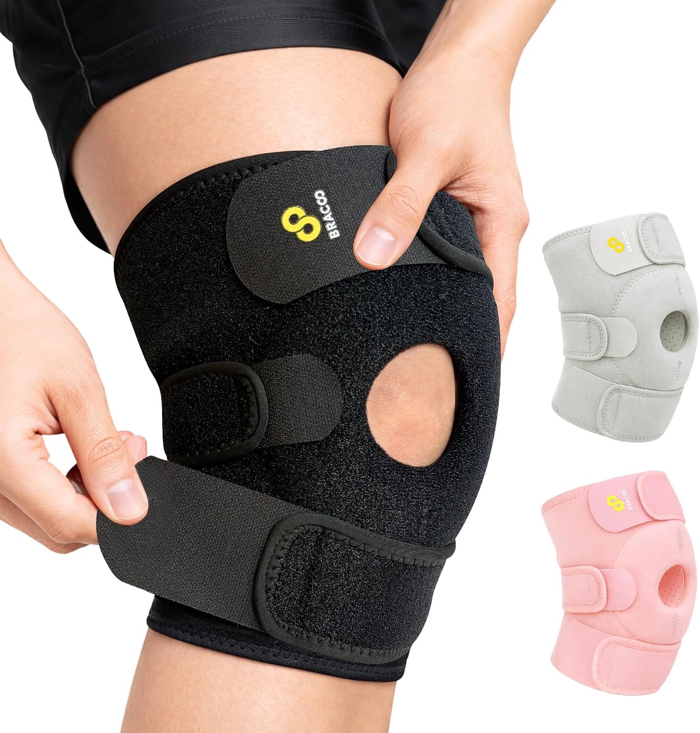 Bracoo Knee Support Brace for Men Women, Adjustable Compression Sleeve Wrap