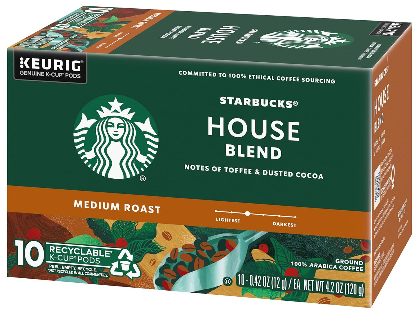 Starbucks House Blend Coffee K-Cup Pods, medium roast Arabica coffee, 10-count, 2-box pack