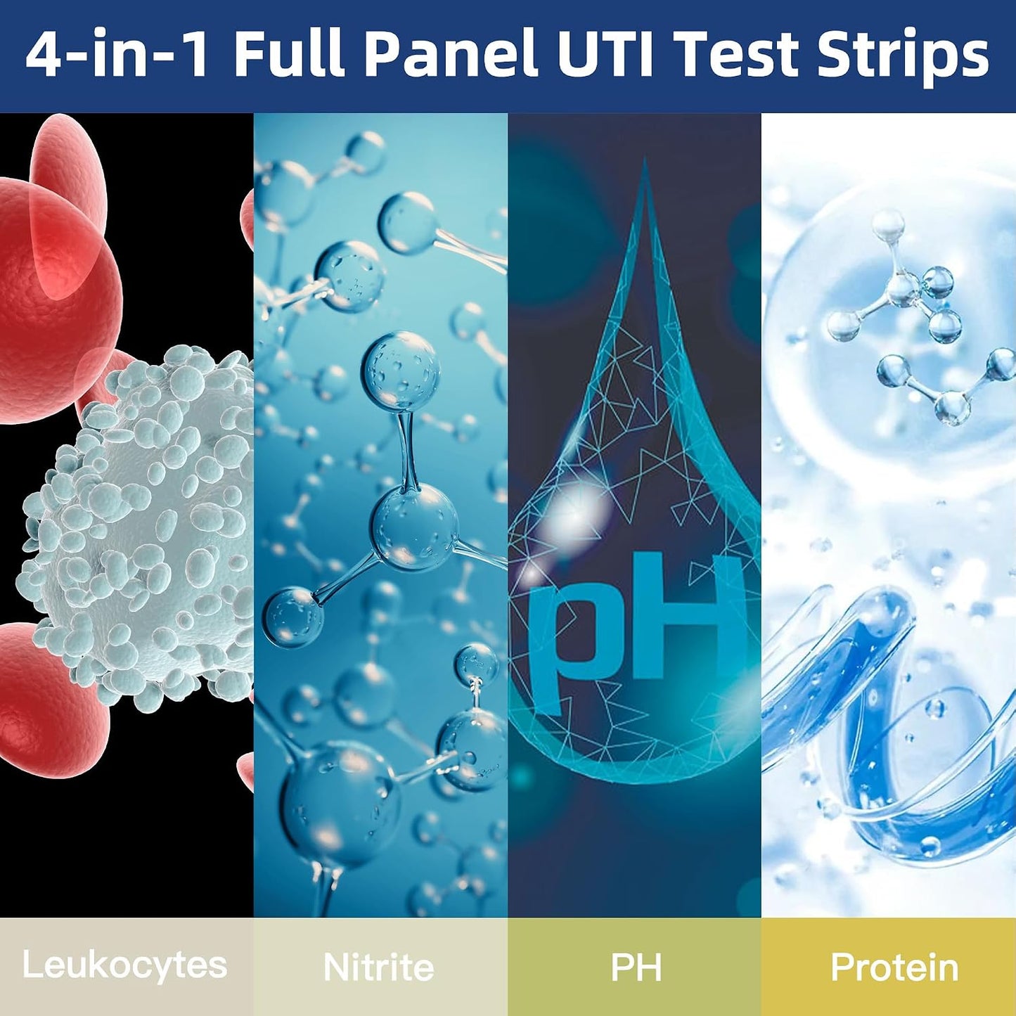 Sooenben 4-in-1 UTI Test Strips, 50ct Full Panel Urinary Tract Infection Test Kit
