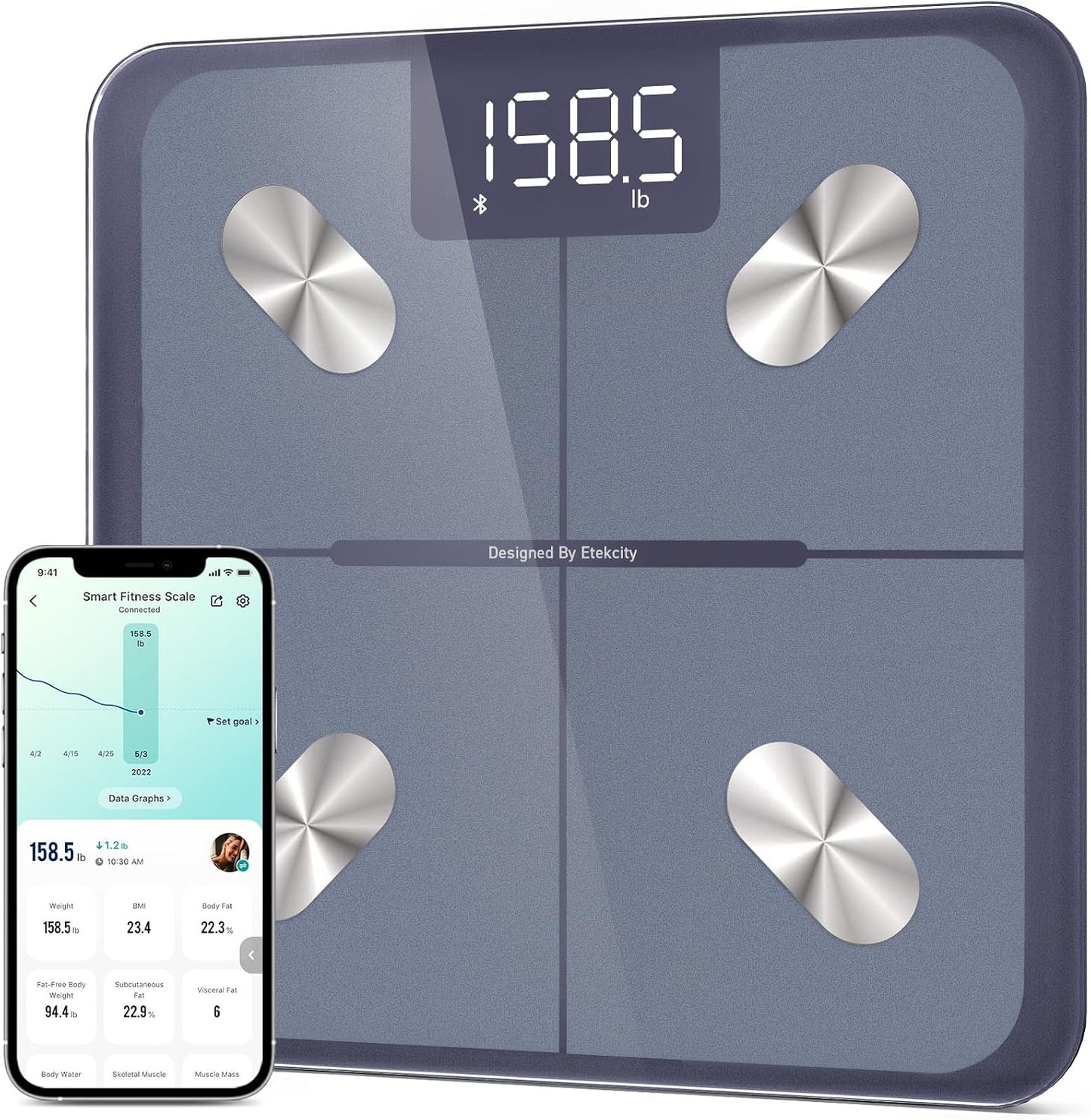 Etekcity Smart Scale with BMI, Body Fat, and 13 Metrics