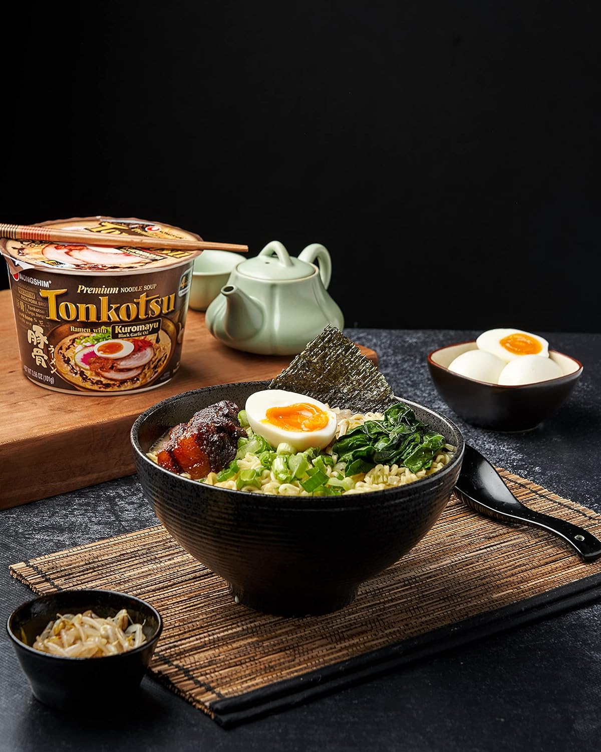 Nongshim Tonkotsu Ramen with Kuromayu Noodle Big Bowl, 3.56 Ounce (Pack Of 6)