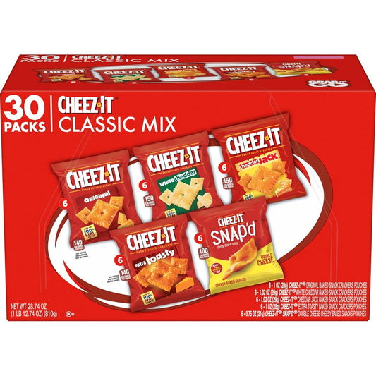 Cheez-It Cheese Crackers Variety Pack 30 Packs 28.74oz Box