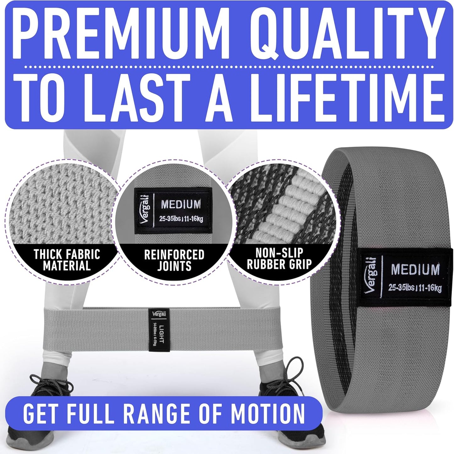 Resistance Bands Set for Working Out with 4 Fabric Elastic Bands