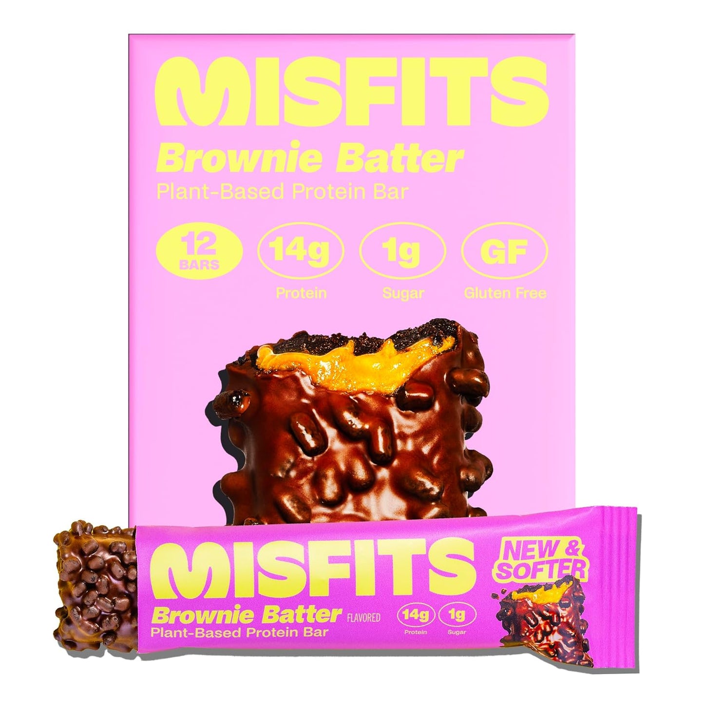 Misfits Protein Bar Variety Pack, 12-count, Multiple Flavors, Plant-based, Low Carb, Non-GMO, Gluten Free