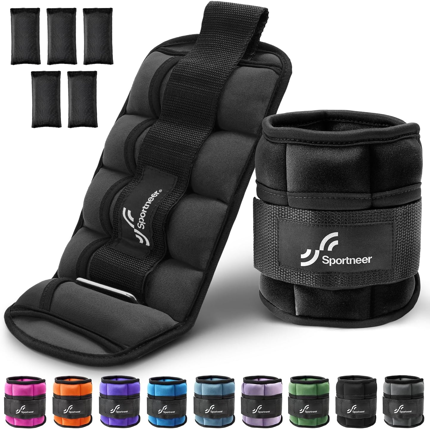 Sportneer Adjustable Ankle Weights 7 lbs - Strength Training for Yoga, Walking, Running